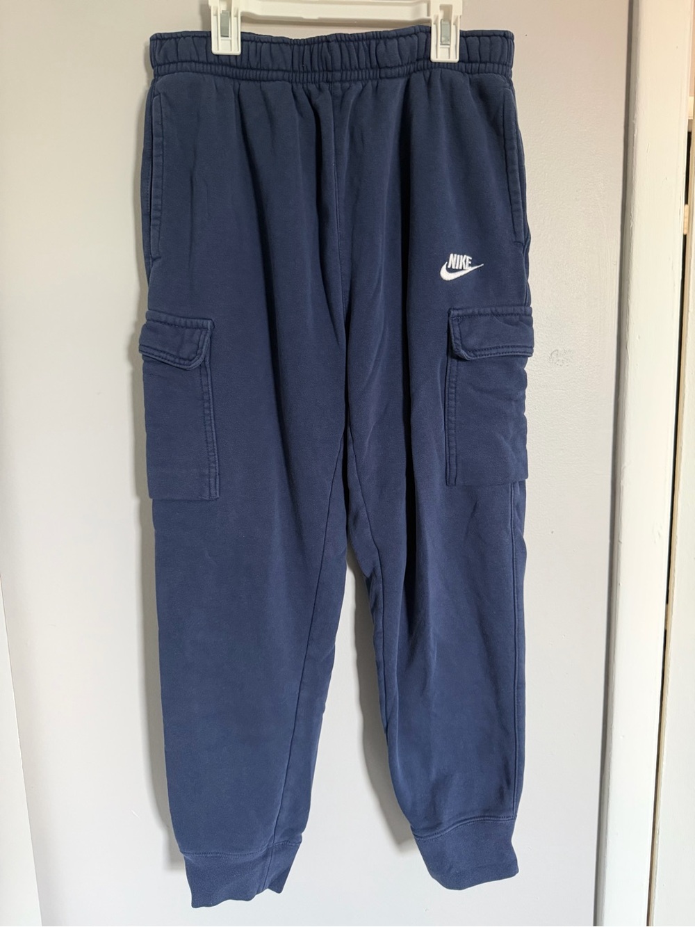 Nike Men’s Dark Blue Cargo Sweatpants with White Logo